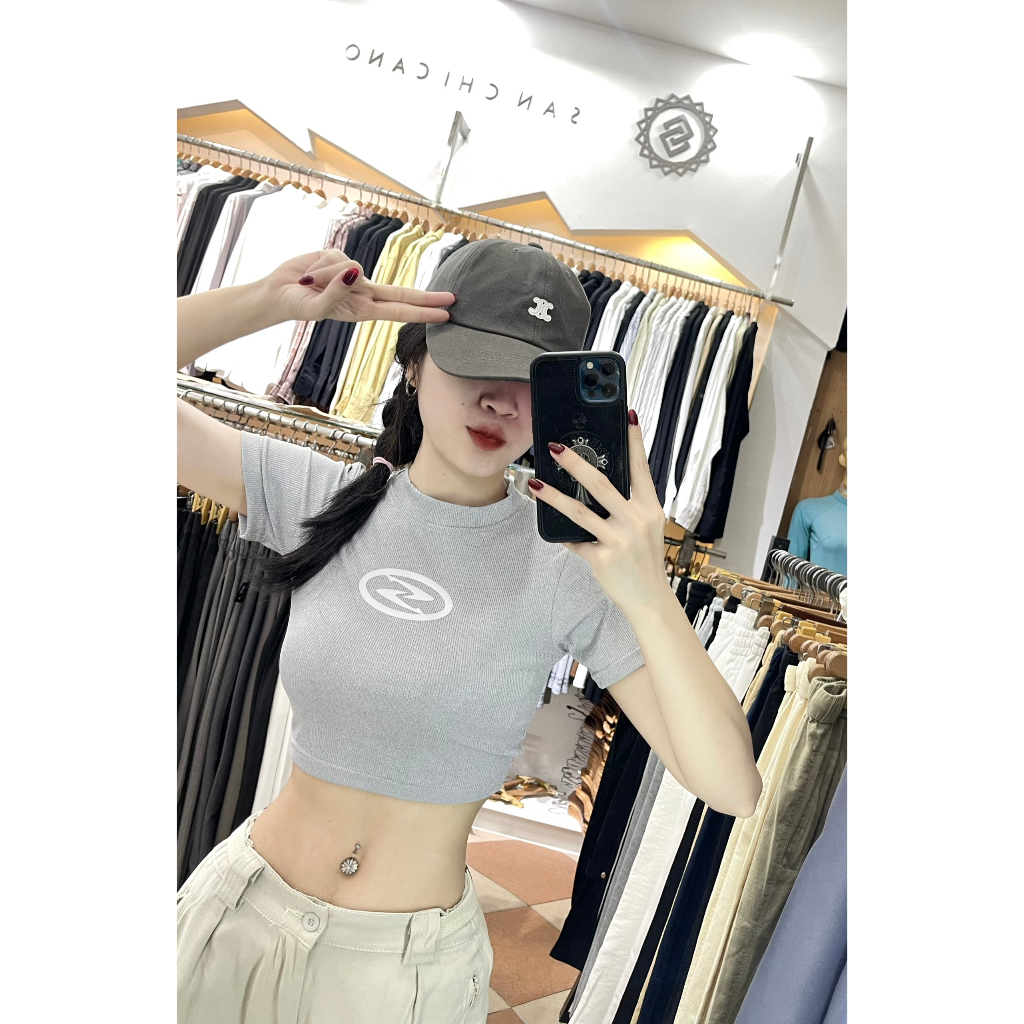Áo thun tăm croptop chữ S