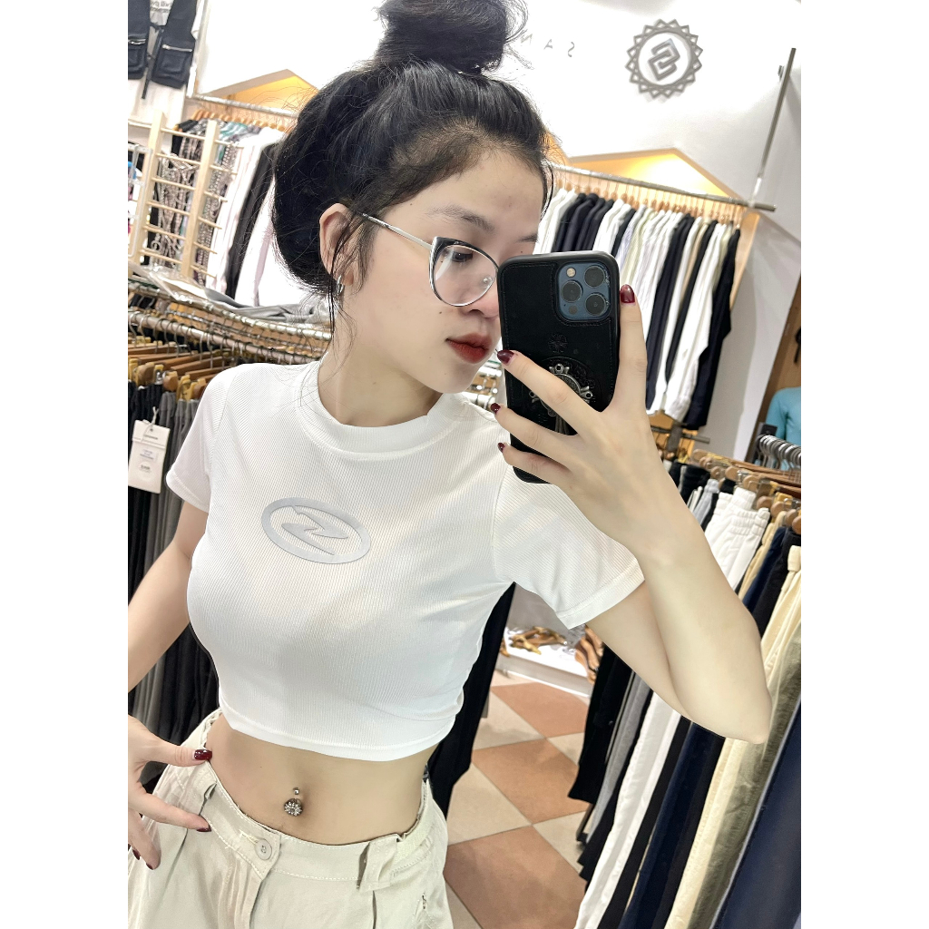 Áo thun tăm croptop chữ S