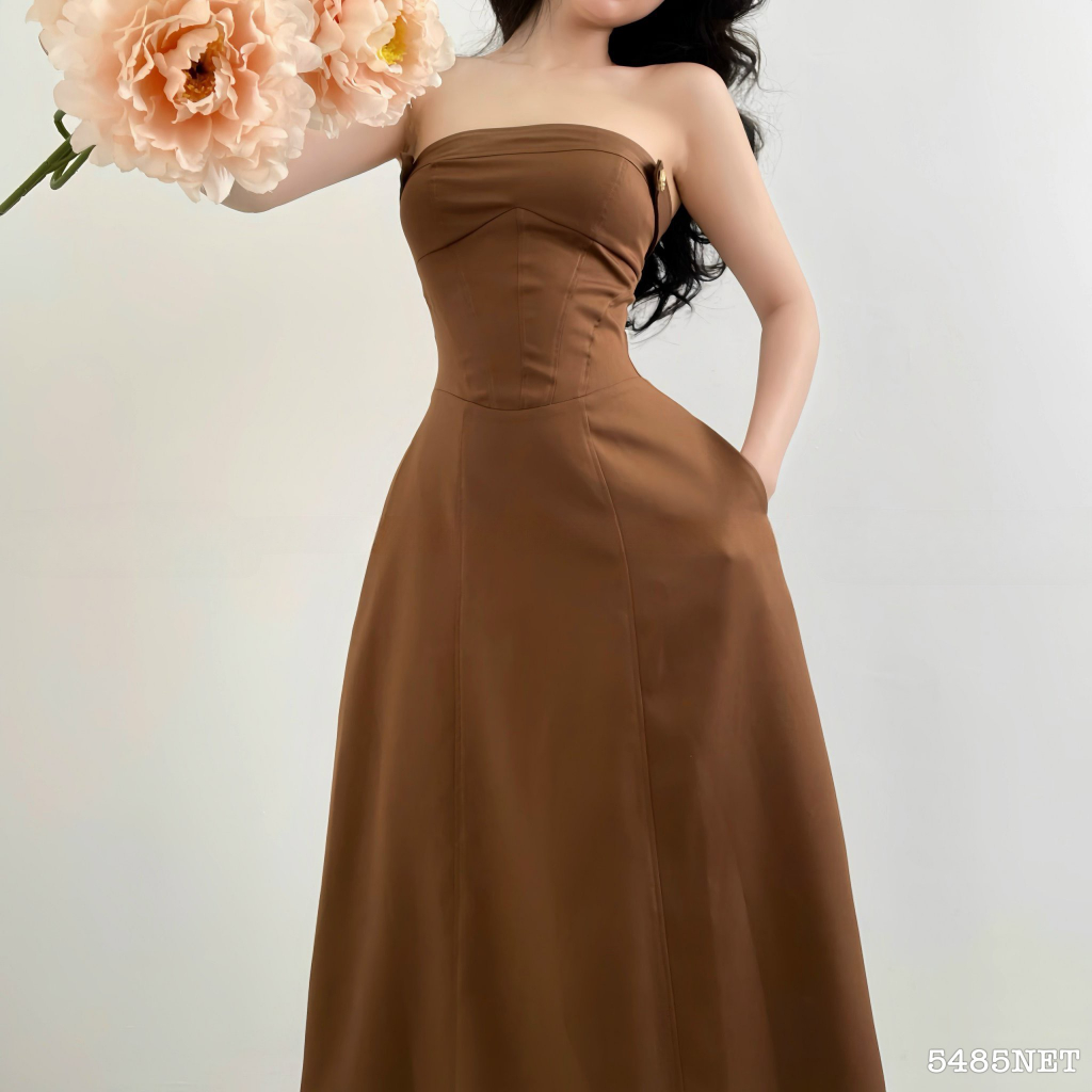 Đầm dài cúp xòe 4 nút 5485 - Đầm nữ thời trang