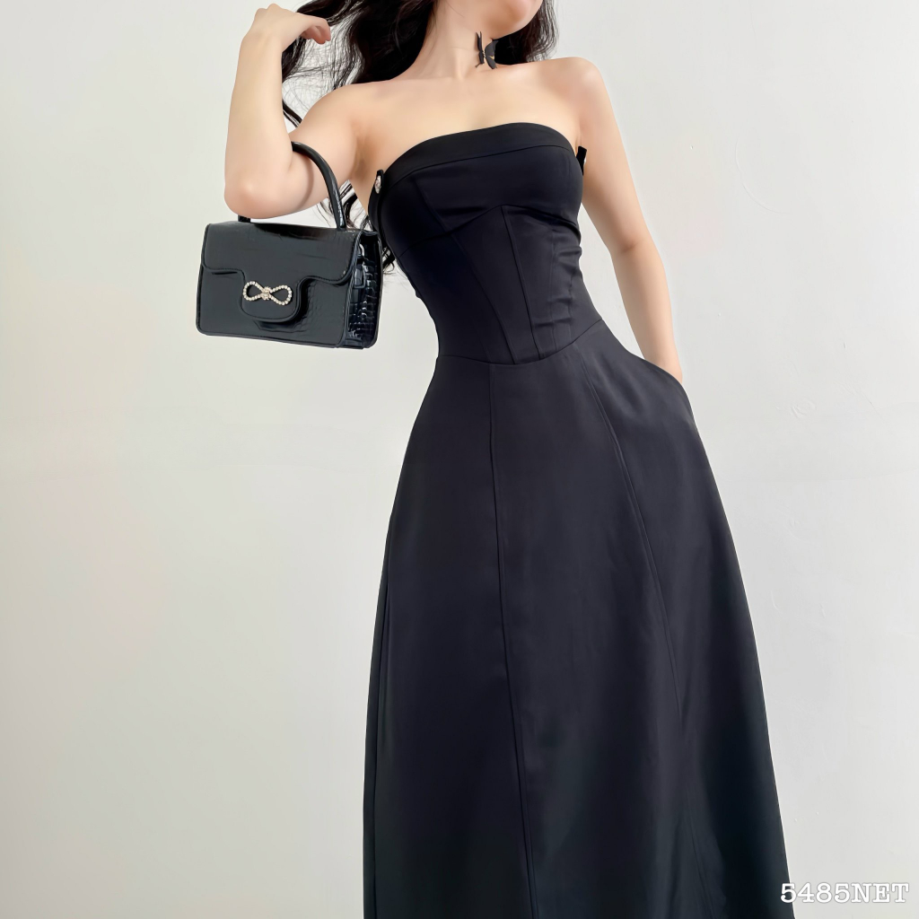 Đầm dài cúp xòe 4 nút 5485 - Đầm nữ thời trang