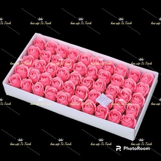 Hoa giả - Hoa sáp,hoa hồng sáp 3 lớp bó hoa hộp 50 đầu bông