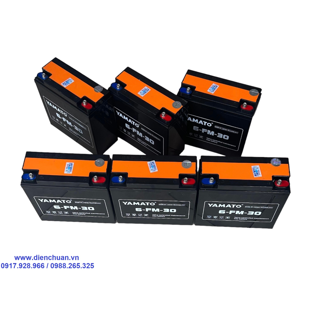 Bộ 6 bình ắc quy xe máy điện Yamato 72V-30ah 6-FM-30
