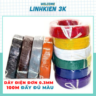 Dây Điện Đơn 0.3mm, Lõi Đồng Các Màu nhiều sợi,đấu nối đèn led quảng cáo