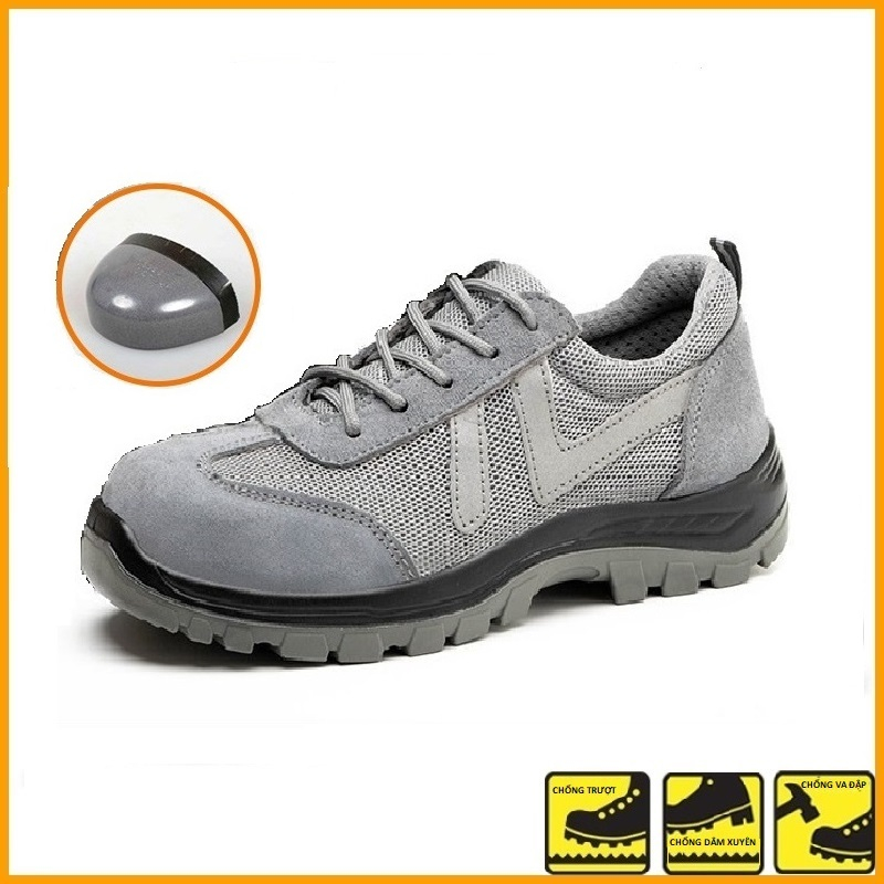 Giầy Bảo Hộ Lao Động Nam BH-02 Phong Cách Thể Thao Trẻ Trung Chống Đinh , Chống Dầu , chống va đập ngón chân ,