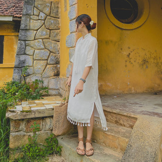 Ren dress - Váy cổ trụ phối tua rua