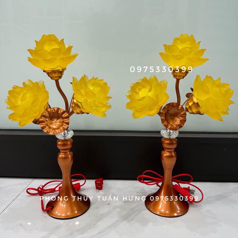Đèn thờ sen lưu ly 3 bông 1 cây đèn,ảnh thật, hàng loại 1