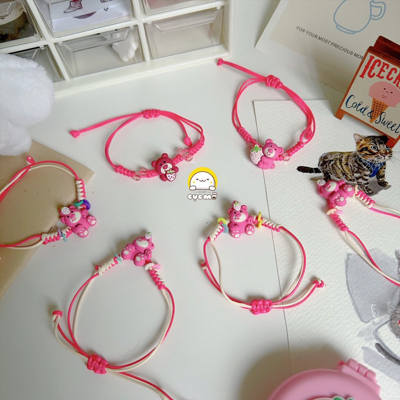 Vòng tay dây rút gấu dâu Lotso