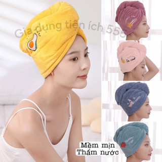 Khăn quấn đầu lau khô tóc thấm nước tốt, khăn chùm đầu làm khô tóc sau khi gội, giúp khô tóc nhanh chóng, tự nhiên
