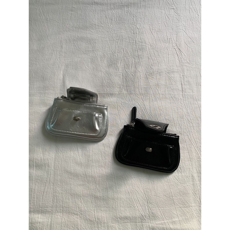 Túi xách nữ Rinni, Túi đeo chéo mini Niche trơn nắp gập kèm dây xích bản nhỏ và dây da