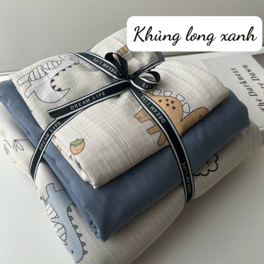 Bộ chăn ga gối đũi dệt hoa mới,Chất mỏng mịn, mềm mại, khả năng thấm hút tốt, thoáng khí khiến làn da luôn thoải mái