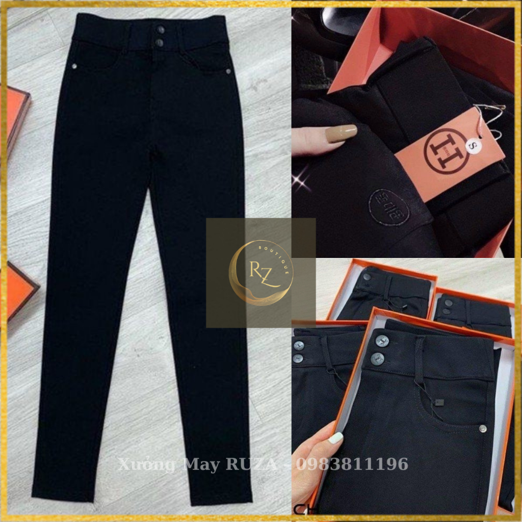 Quần legging nữ cạp cao dài có nâng mông có túi cúc khóa kéo - Vải Umi co giãn gen bụng ôm Body