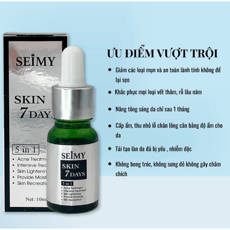 Serum giảm mụ.n thâm rỗ Seimy mẫu mới - Skin 7 Days - Công dụng 5 trong 1 hiệu quả sau 7 ngày 10ml