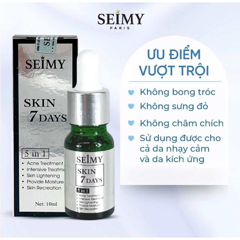Serum giảm mụ.n thâm rỗ Seimy mẫu mới - Skin 7 Days - Công dụng 5 trong 1 hiệu quả sau 7 ngày 10ml