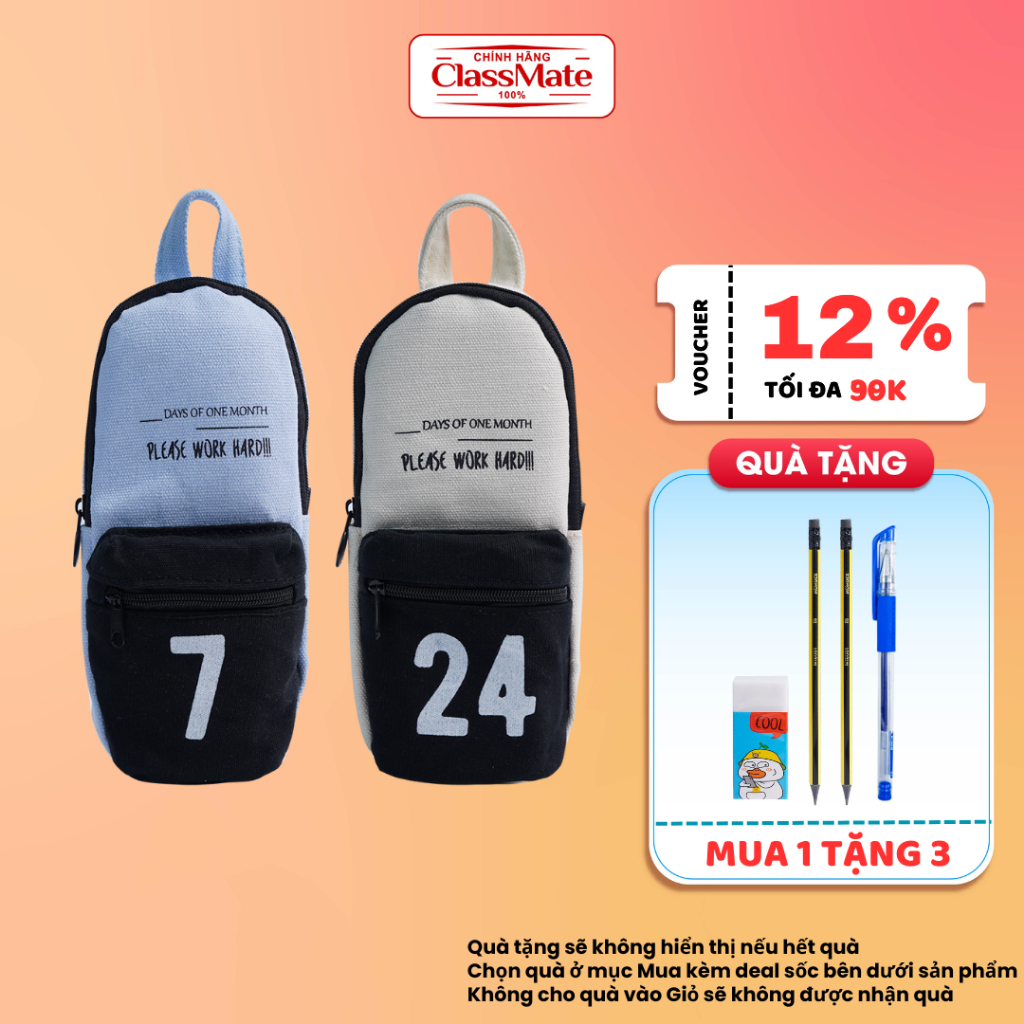 Túi Đựng Bút To CLASSMATE School Bag, 2 Ngăn IN hình chữ số năng động CL-19204 (18cm)