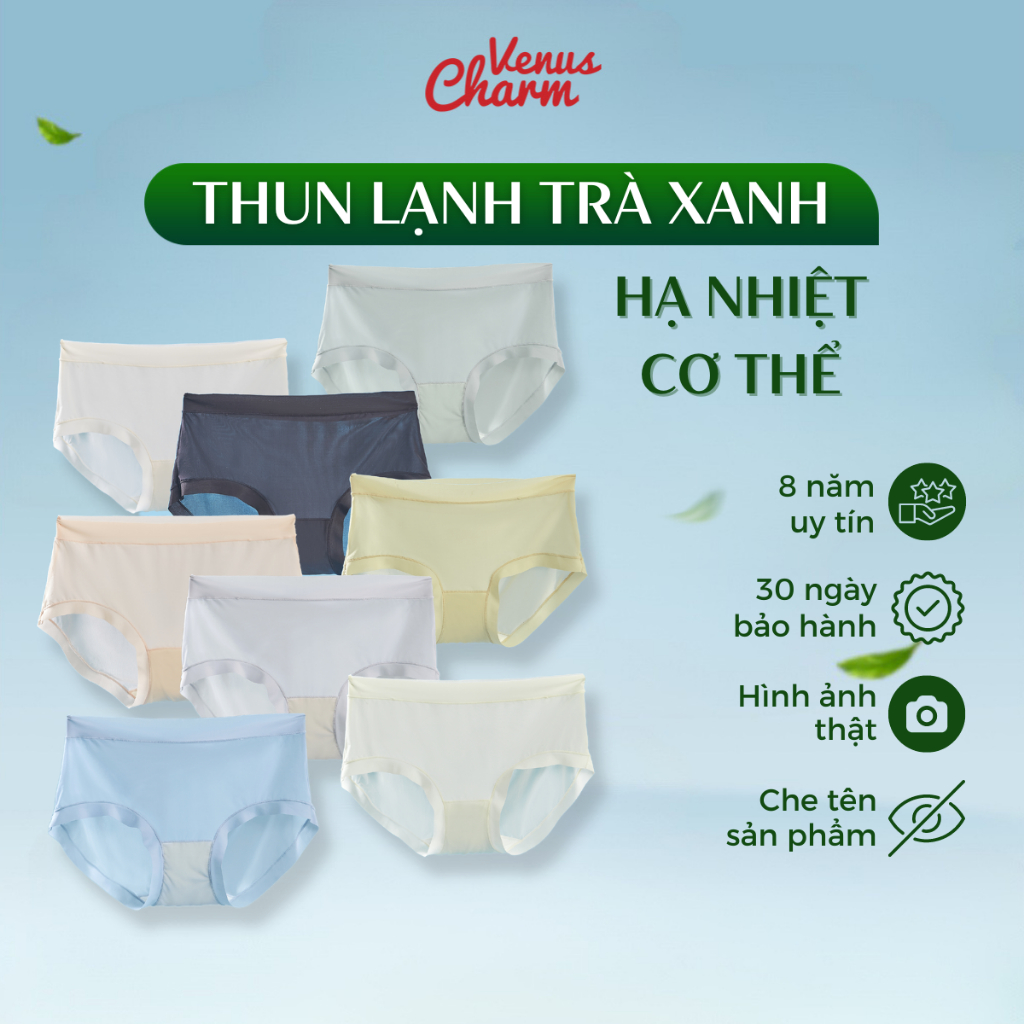 Quần lót freesize tràm trà kháng khuẩn trơn xuyên thấu co giãn ôm vòng 3 Venus Charm 32193