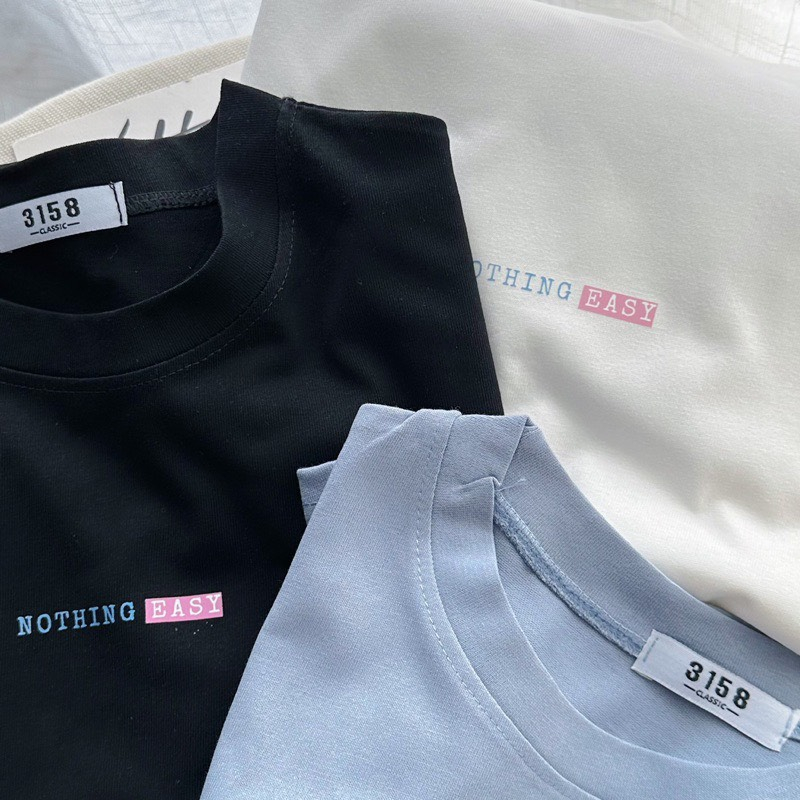 Áo thun phông nữ 3158 form rộng dấu quần KONOVA in chữ nothing easy chất liệu cotton thoáng mát thấm hút mồ hôi mùa hè