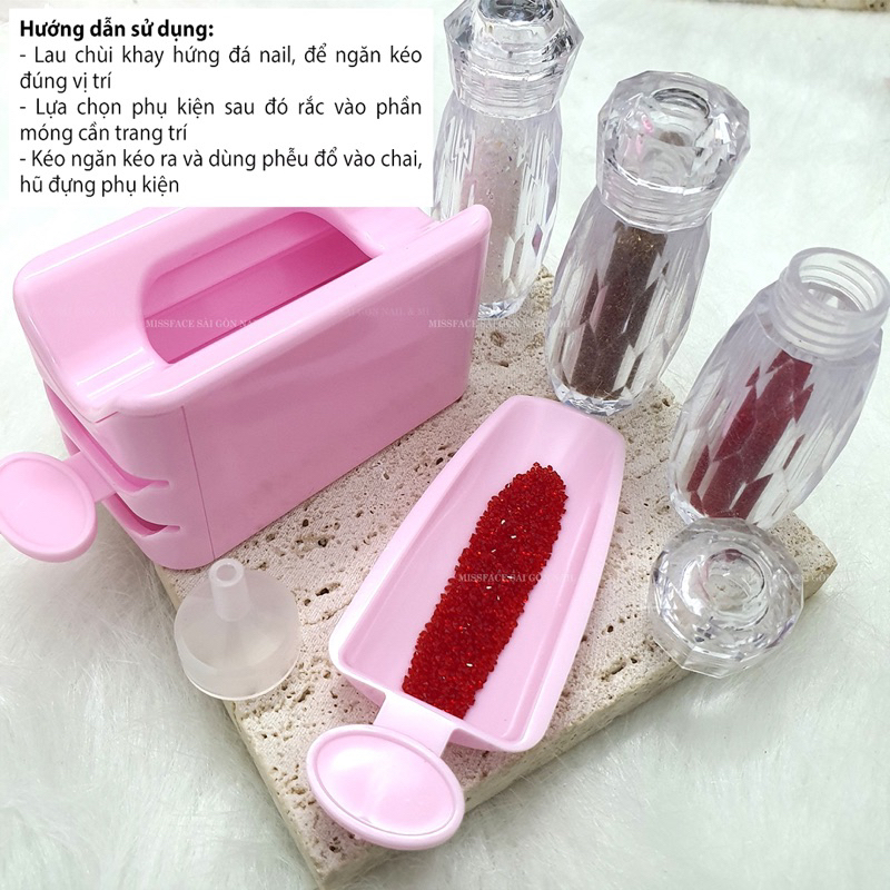 Đá kim cương rắc móng nail siêu sáng - Lọ đựng đá rắc tiện lợi