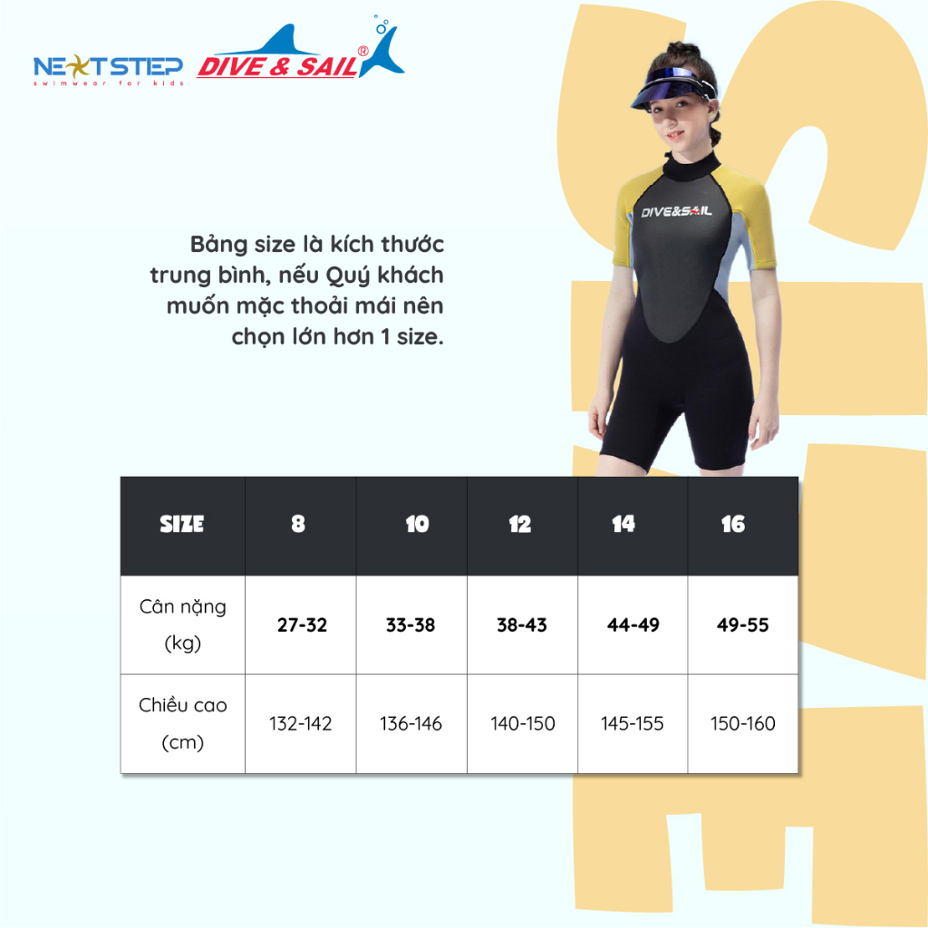 Đồ bơi giữ nhiệt chống nắng chống thấm nước chất liệu cao su Neoprene dày 2.5mm mẫu UNISEX size từ 27kg đến 55kg