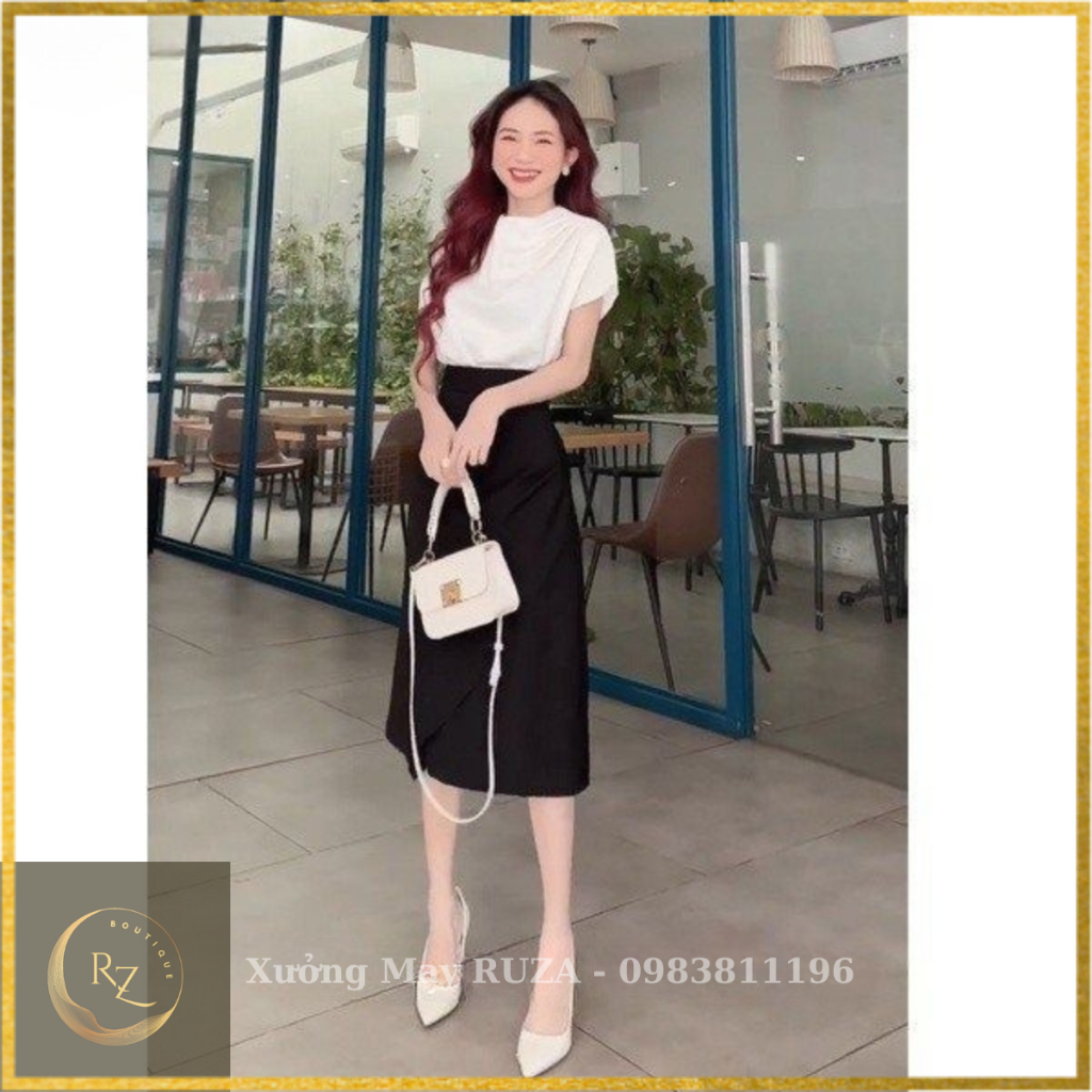 Chân váy dài qua gối nhún eo - Phong cách Hàn Quốc sang chảnh - Đi hẹn hò đi tiệc đi công việc