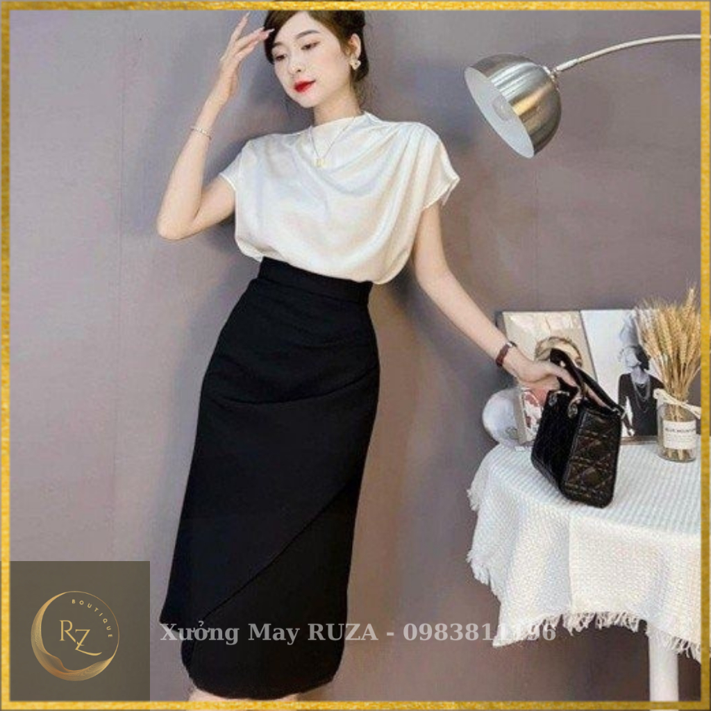 Chân váy dài qua gối nhún eo - Phong cách Hàn Quốc sang chảnh - Đi hẹn hò đi tiệc đi công việc