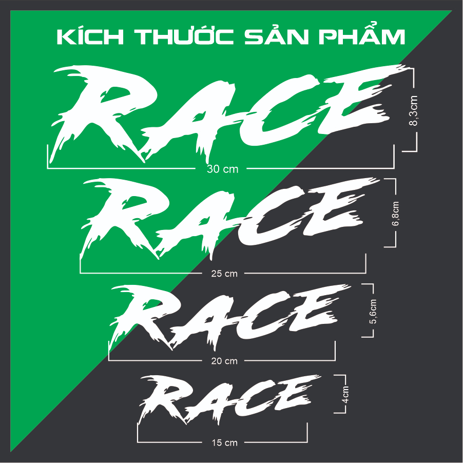 Tem dán xe decal logo sticker Race, Tafu, SH, Race 2k, South Vietnam Cooter Team