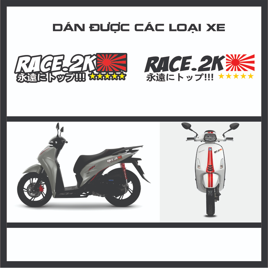 Tem dán xe decal logo sticker Race, Tafu, SH, Race 2k, South Vietnam Cooter Team