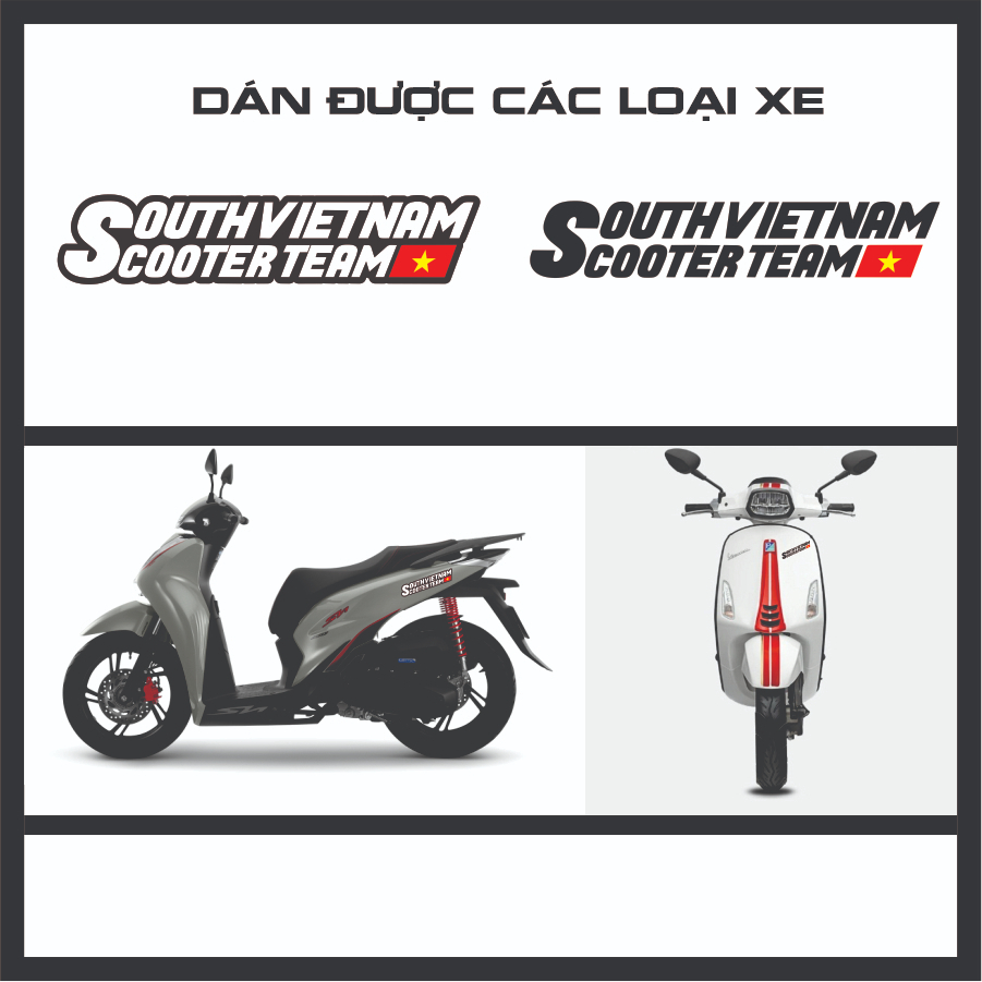 Tem dán xe decal logo sticker Race, Tafu, SH, Race 2k, South Vietnam Cooter Team
