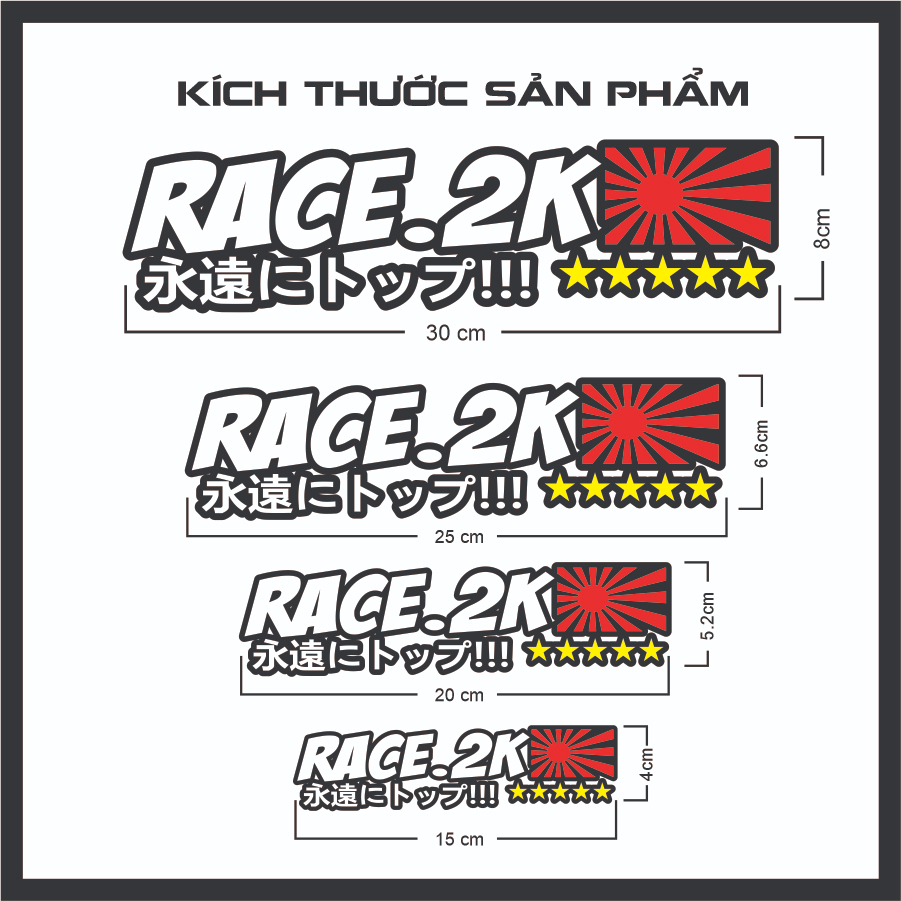 Tem dán xe decal logo sticker Race, Tafu, SH, Race 2k, South Vietnam Cooter Team