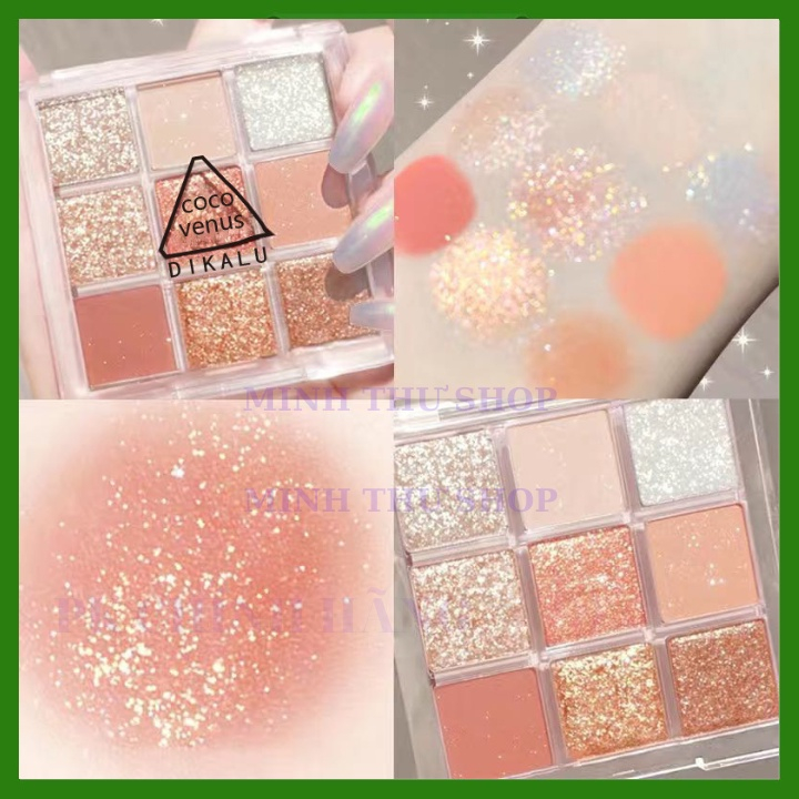 Bảng mắt Dikalu, phấn mắt nhũ,9 ô kẻ vuông bảng phấn mắt nội địa trung,hàng Cao Cấp,Không Hại  Cho Da.