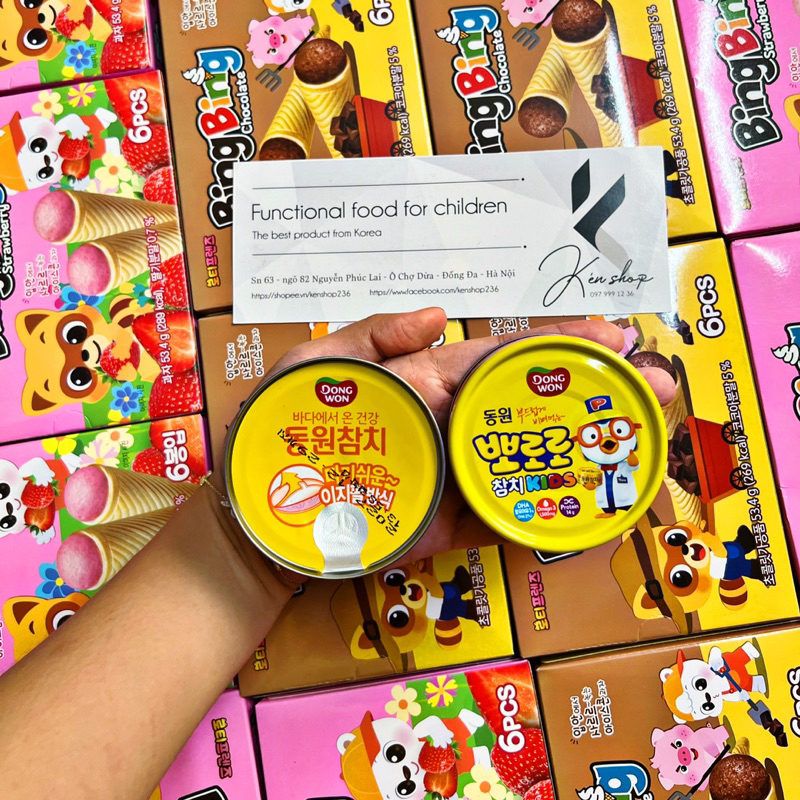 Cá ngữ TUNA đóng hộp PORORO DONGWON cho bé em date t12/2027