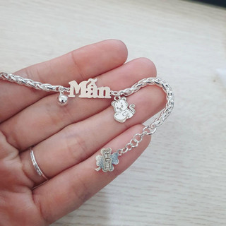 Lắc tay bạc khắc tên cho bé - Bạc nguyên chất an toàn cho bé