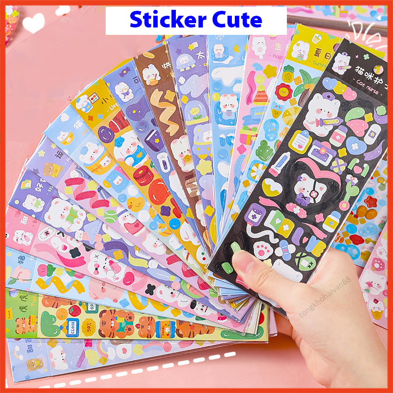 Sticker cute trang trí dán ST18, bình nước, bút nước, miếng dán sticker chống nước họa tiết hoạt hình nhiều mẫu