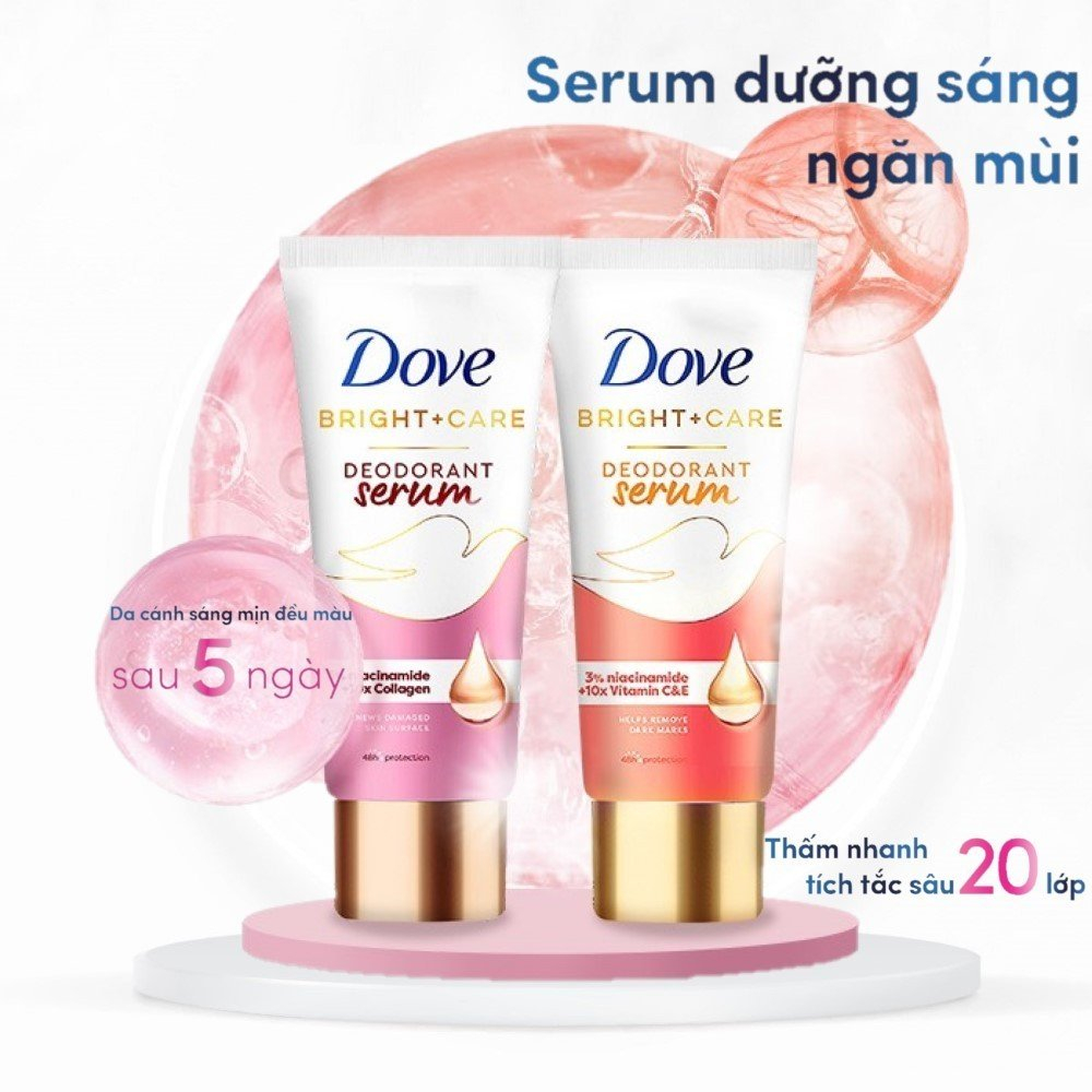 Kem Khử Mùi Dove Radiant + Care Dry Serum Deodorant 40ml Se Khít Chân Lông Với Collagen&Vitamin E Da Sáng Mịn Sau 5 Ngày