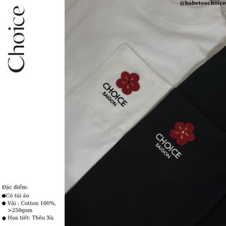Áo Thun BabyTee Có Túi Thêu Xù Hoa Logo CHOICE.SG Cotton 100% BabyTee-TOP