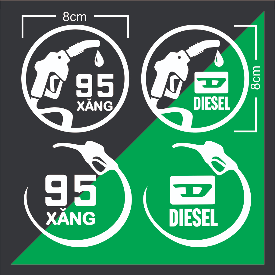 Tem dán xe decal logo sticker dán nắp xăng dầu xe Hơi