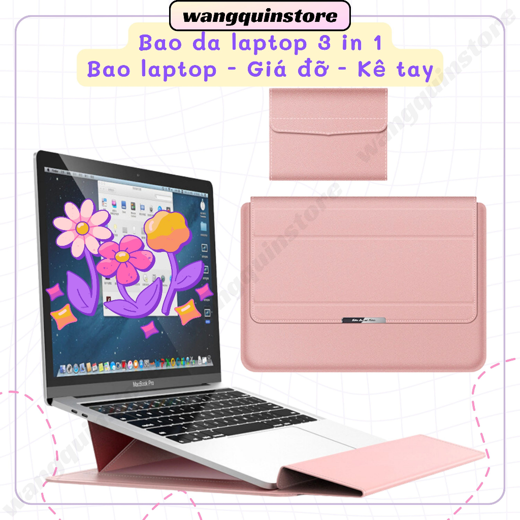 Bao Da Vỏ bảo vệ Laptop máy tính 13 13.3 15.6 inch Cao Cấp Nhiều Tính Năng Giá Đỡ Kê Tay Túi đựng Macbook bao da PU