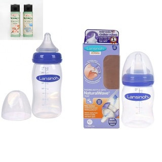 Bình sữa cho bé, Bình Sữa lansinoh 160ml/240ml, Bình cổ rộng, núm siêu mềm, Hàng chính hãng