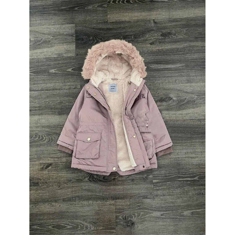 Áo khoác parka hồng cho bé gái