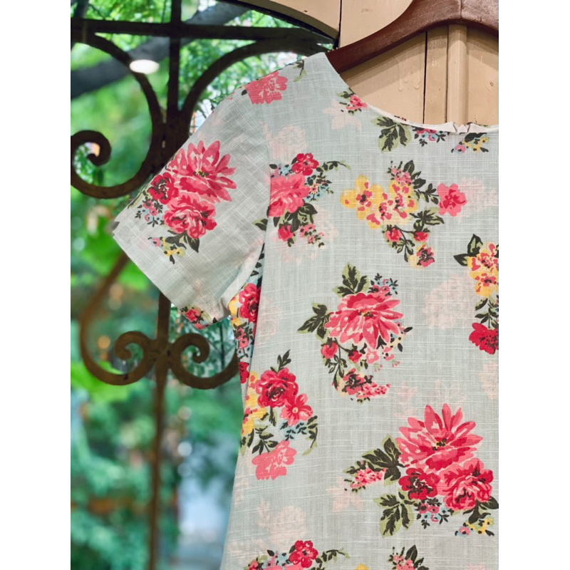 Váy Thiết Kế Vintage Đuôi Cá Lá In Hoa Chất Linen (38-64kg