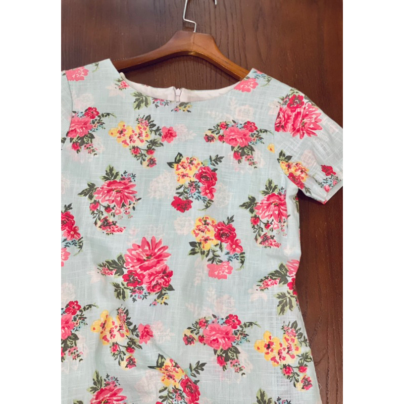 Váy Thiết Kế Vintage Đuôi Cá Lá In Hoa Chất Linen (38-64kg