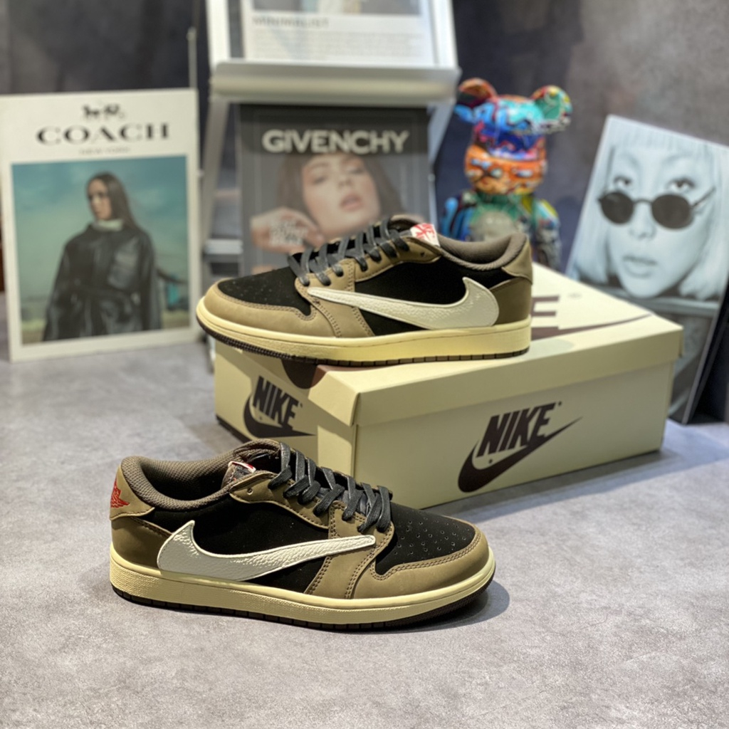 Giày sneaker Jor.dan 1 Low TRAVIS SCOTT - BẢN CAO CẤP Nâu Đen | Fullbox HOT 2023