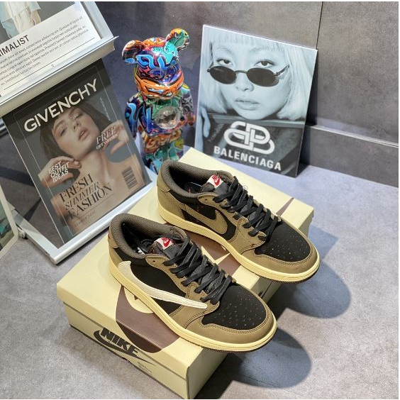 Giày sneaker Jor.dan 1 Low TRAVIS SCOTT - BẢN CAO CẤP Nâu Đen | Fullbox HOT 2023