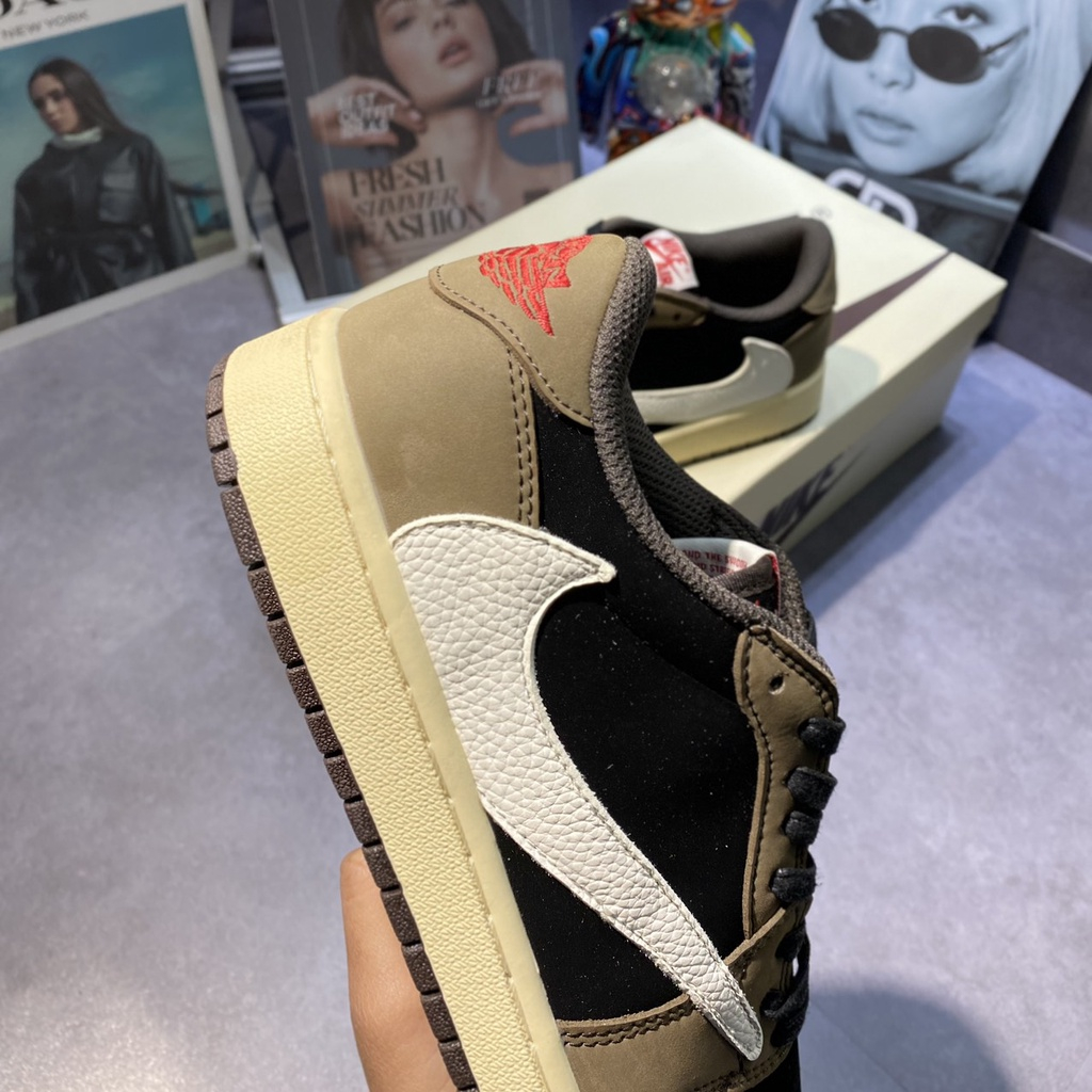Giày sneaker Jor.dan 1 Low TRAVIS SCOTT - BẢN CAO CẤP Nâu Đen | Fullbox HOT 2023
