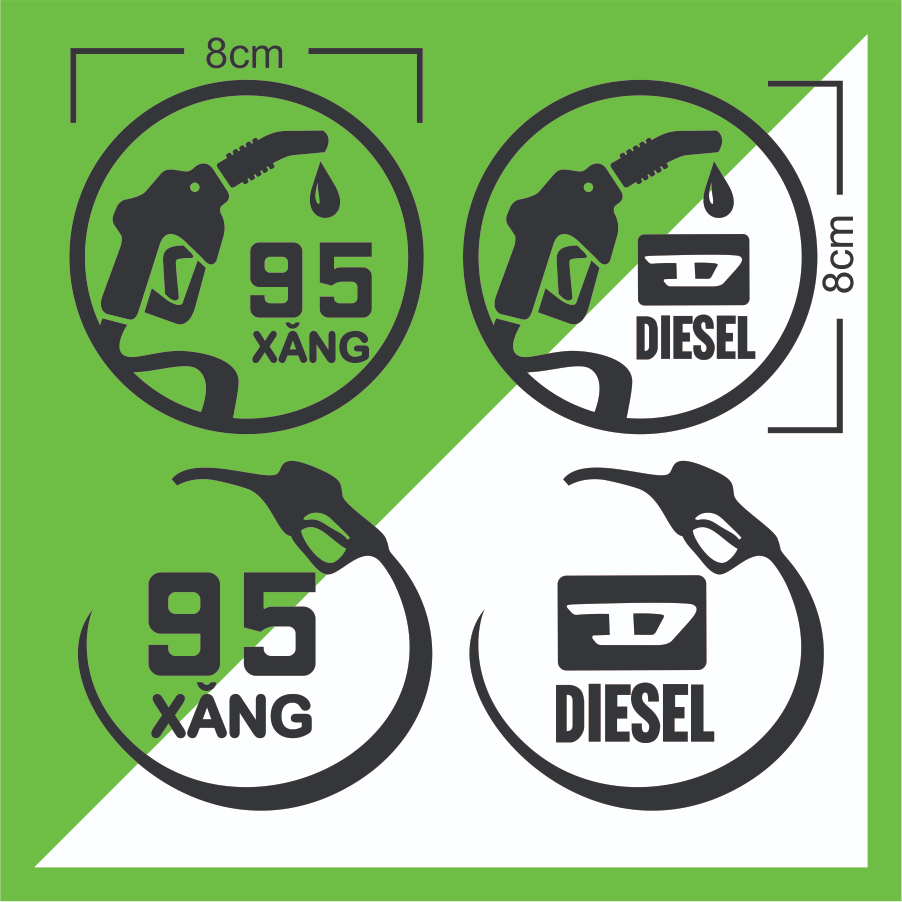 Tem dán xe decal logo sticker dán nắp xăng dầu xe Hơi