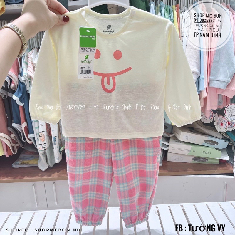 LULLABY Bộ quần áo dài tay thu đông xinh xắn cho bé trai bé gái cotton cho bé từ 7kg tới 20kg