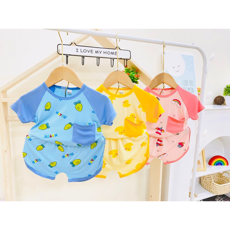 Bộ đồ thun lạnh tay ngắn cho bé trai bé gái K39