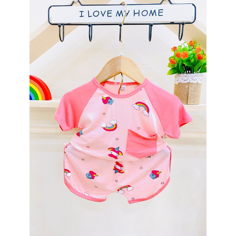 Bộ đồ thun lạnh tay ngắn cho bé trai bé gái K39