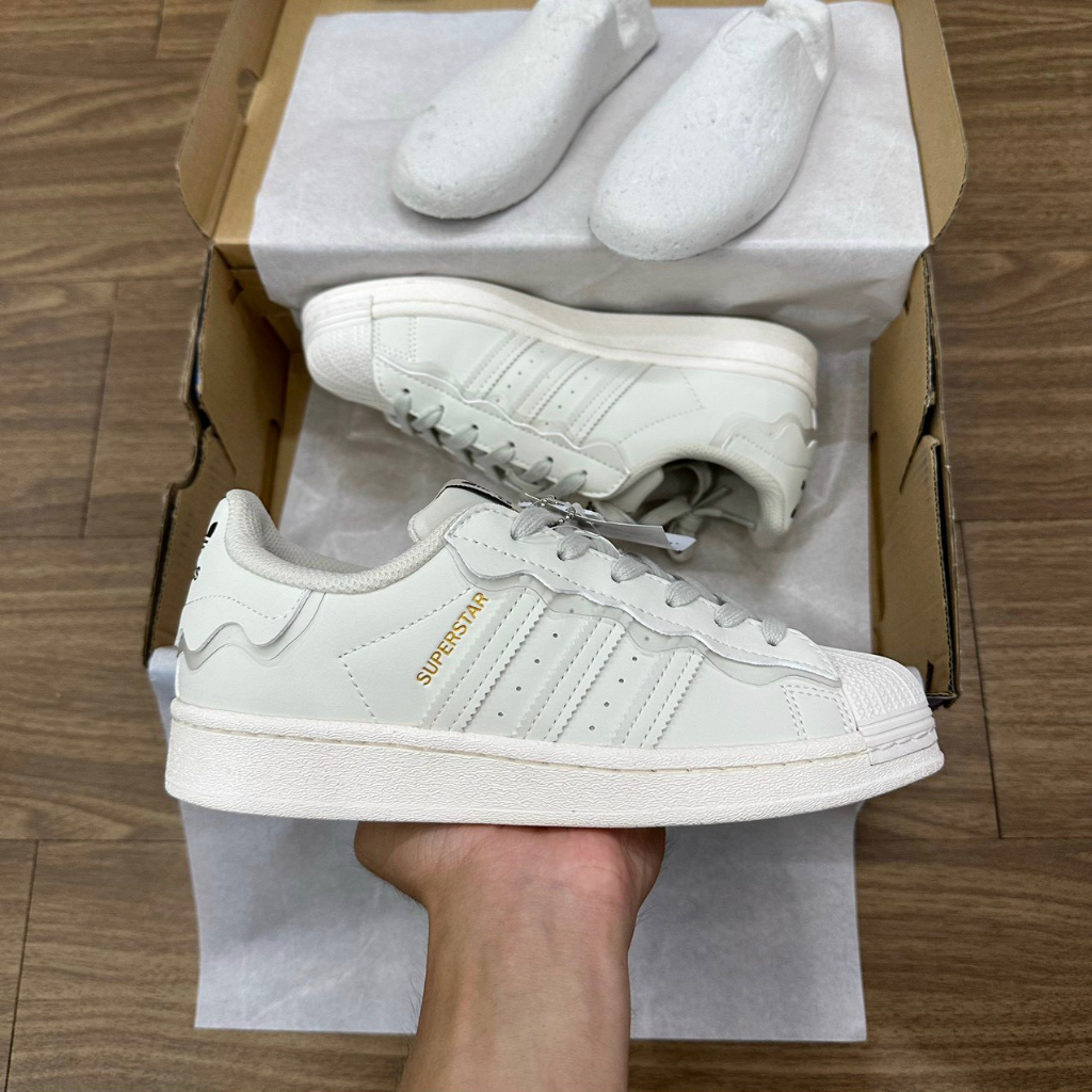 Giày Superstar Cloud White,Giày thể thao adidas superstar màu kem bản đẹp full box bill hot trend 2022