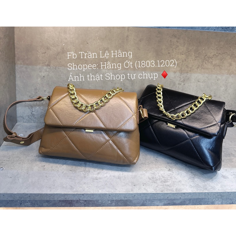 ♦️Ảnh Thật Shop Hằng Ớt Túi tự chụp♦️ (8697) Túi Trám Ô QChau size 24cm cực xinh