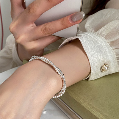 Vòng Tay Ngọc Trai 3ly Sợi Đôi Mix Hạt Bạc Nhỏ Khóa Bạc Tinh Tế - Ngọc Trai Trường Thịnh
